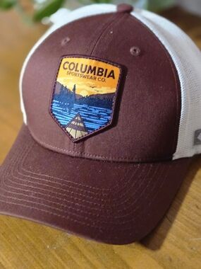Columbia Maroon and White Mesh Patch Trucker Hat
